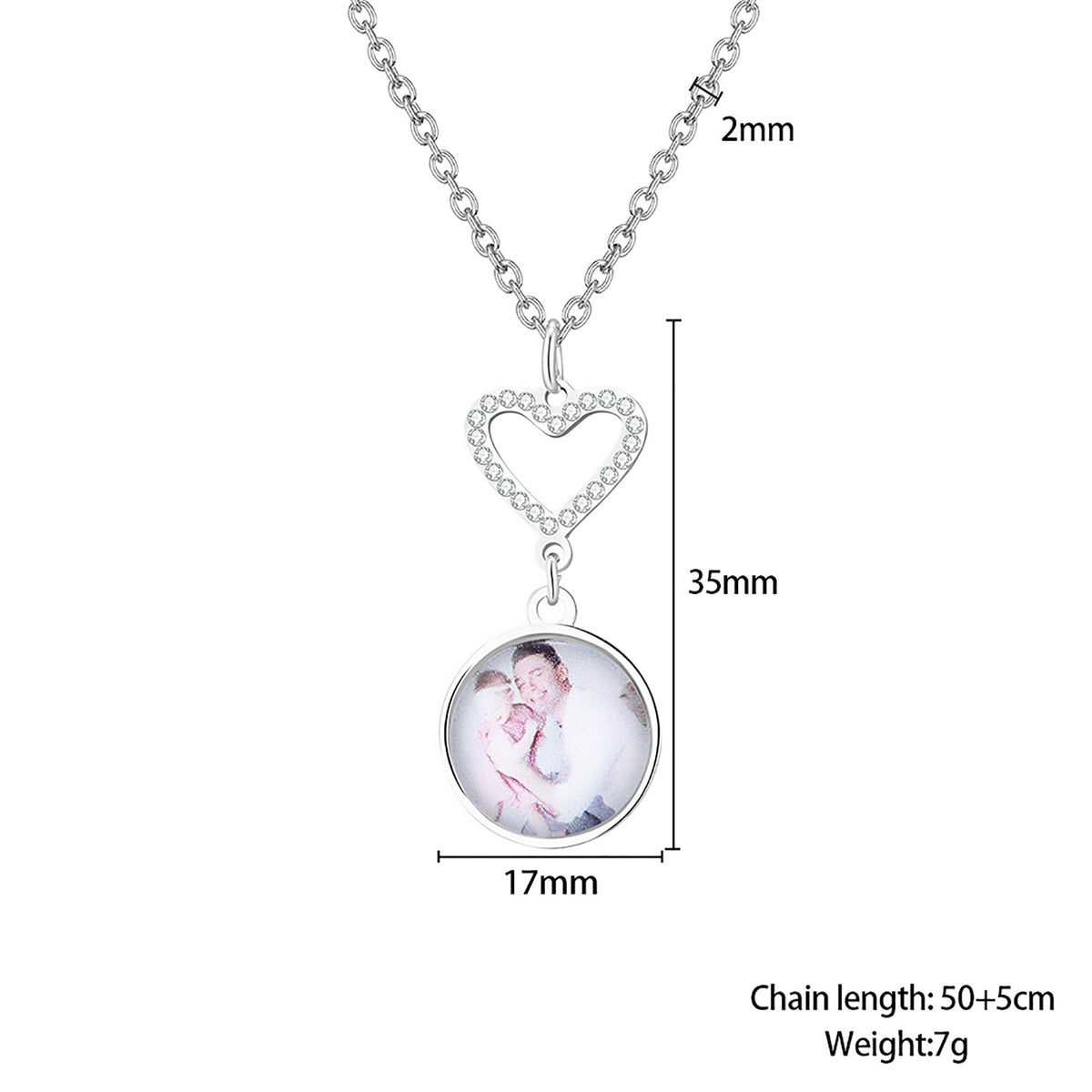 Customizable Photo Romantic Simple Small Heart-shaped Necklaces Exquisite Silver Color Clavicle Chain Women&