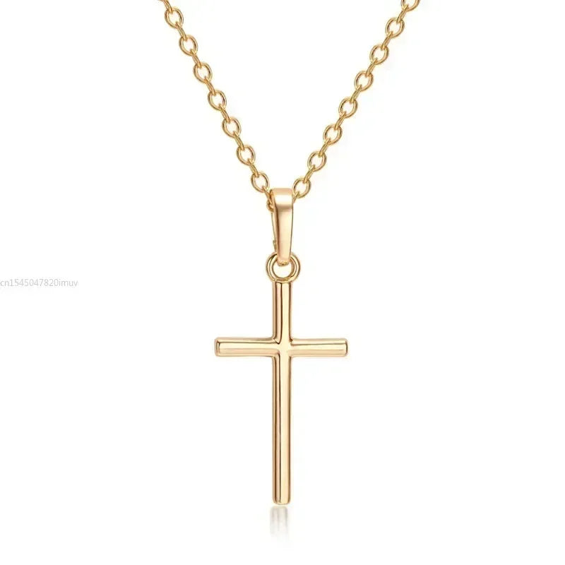 Luxury Zircon Cross Pendants Necklace Fashion Light Golden Silver Color for Men Women Jewelry Chain Accessory