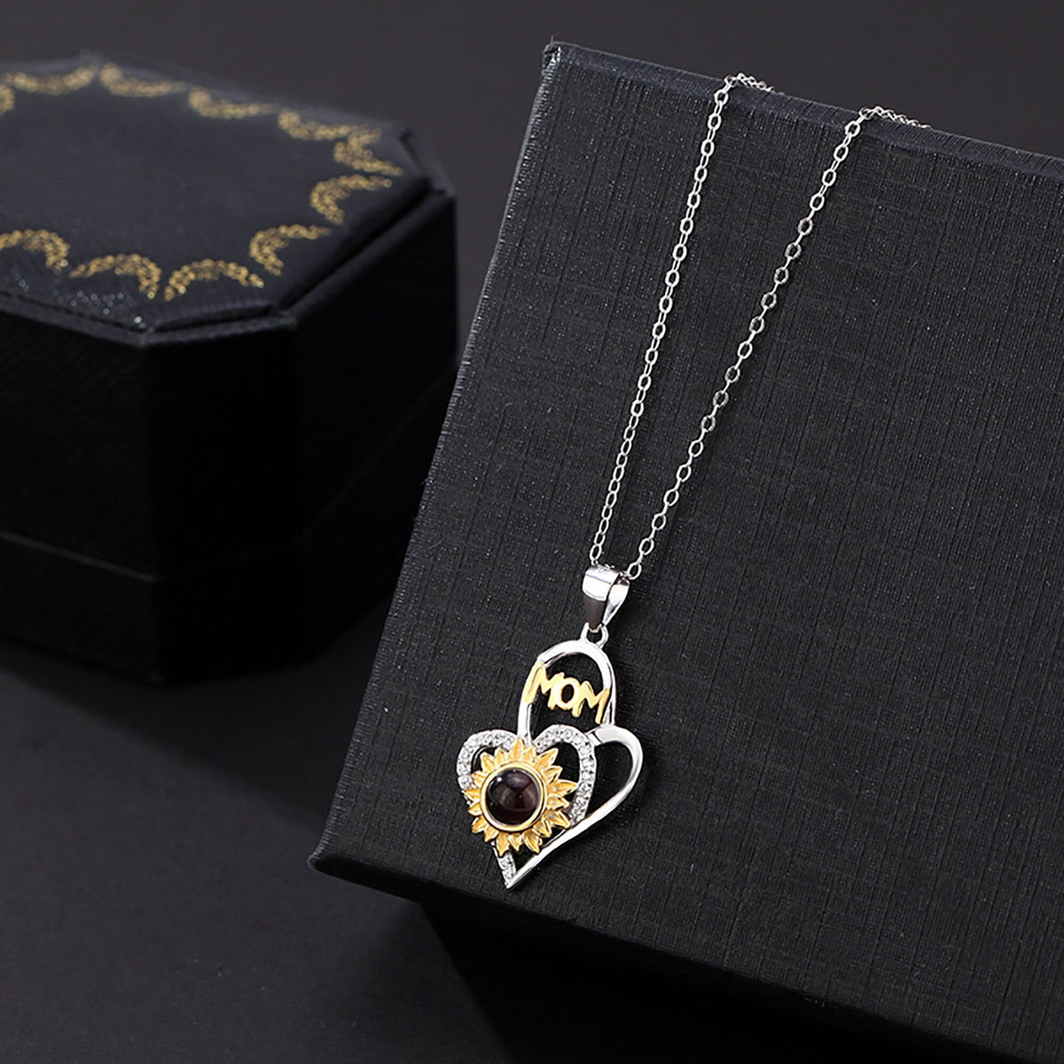 Sunflower with customized photosProjection Necklace Pendant Jewelry