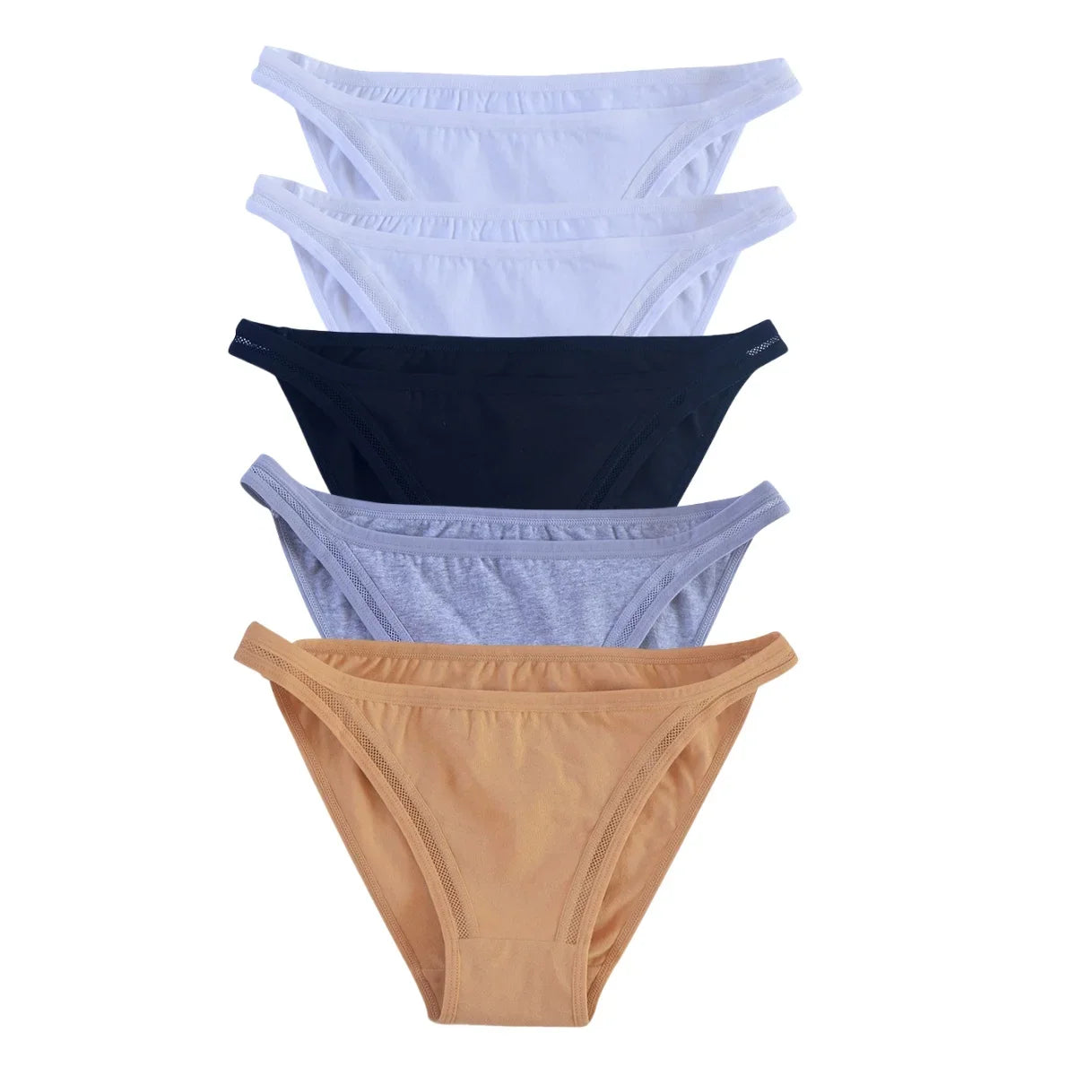 5Pcs/Set Cotton Panties Women Low Rise Briefs Solid Color Underwear Comfort Breathable Underpants M-XL Sexy Lingerie