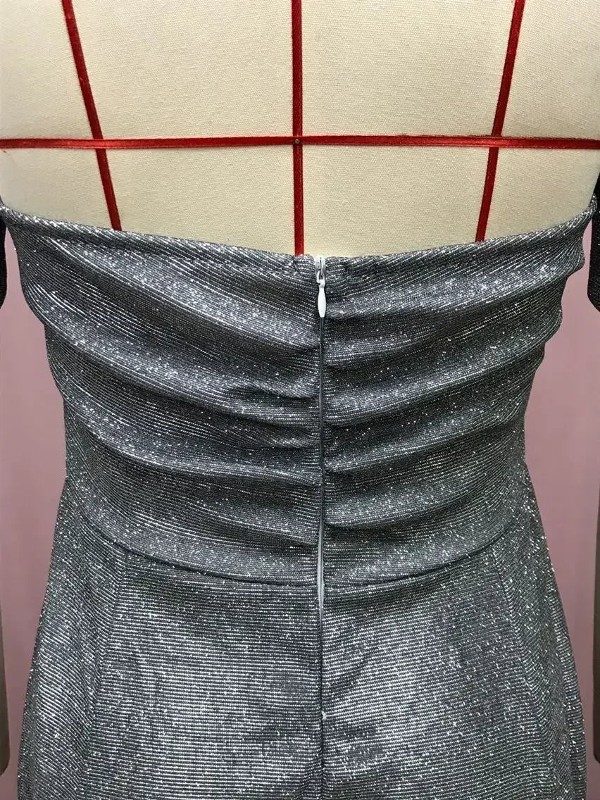 BKLD 2025 Evening Party Dress Sequin A-Line Strapless Sexy Fashion Solid Color Split Long Dresses Solid Color Women Clothing