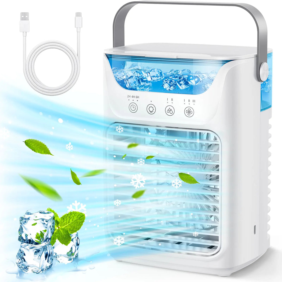 Portable Mini Desktop Air Conditioner Fan with Timer Small Room Spray Water AC for Cooling Air Conditioning for Room