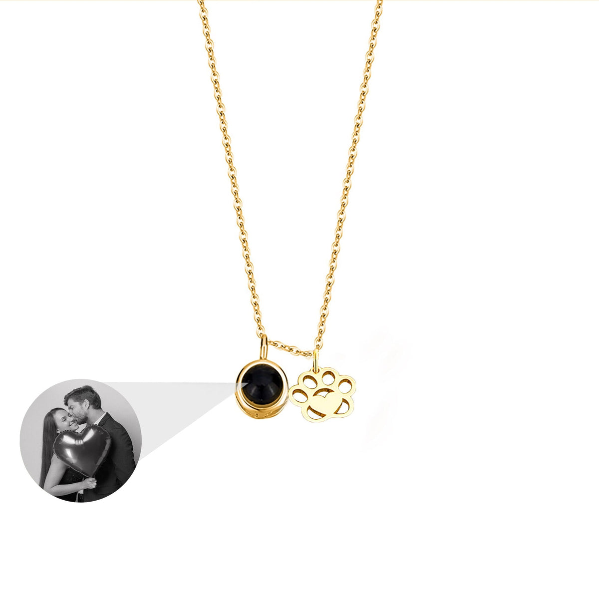 Customized Photo Dog Paws Projection Necklace Pendant Jewelry For Lover Girlfriend