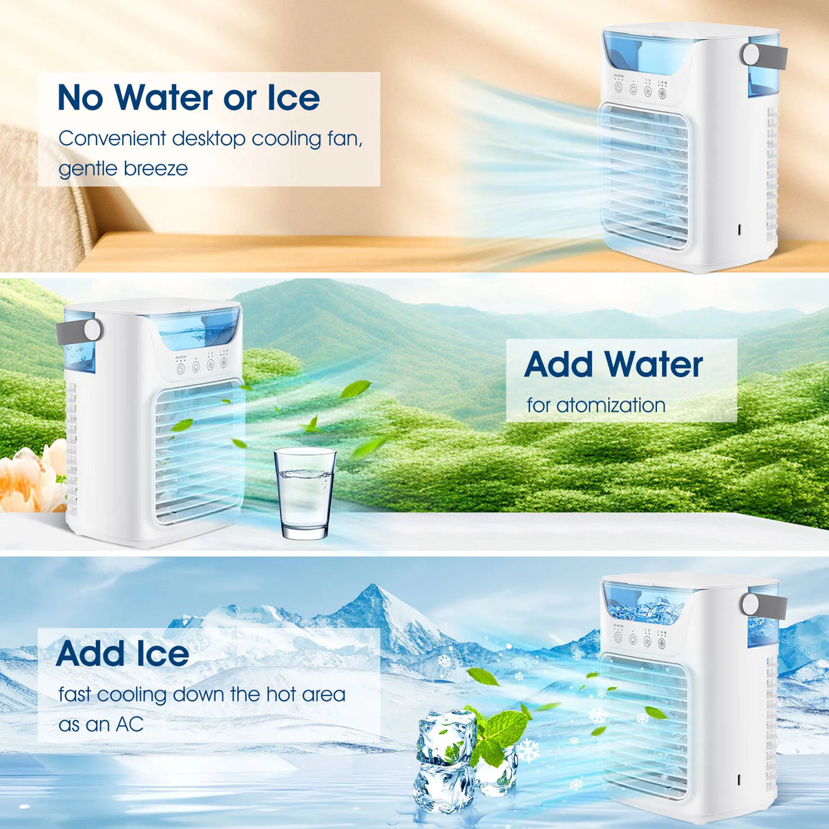 Portable Mini Desktop Air Conditioner Fan with Timer Small Room Spray Water AC for Cooling Air Conditioning for Room