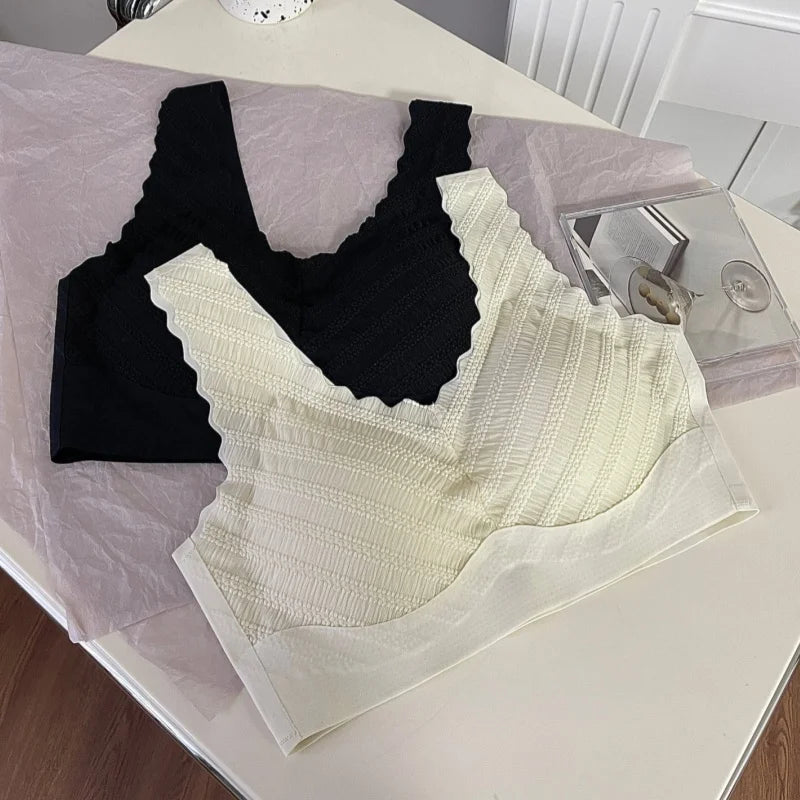 Women Wireless Bras Sports Tank Bra Sexy Lingerie Female Crop Top Soft Padded Wide Straps Brassiere Plus Size Intimates M-3XL