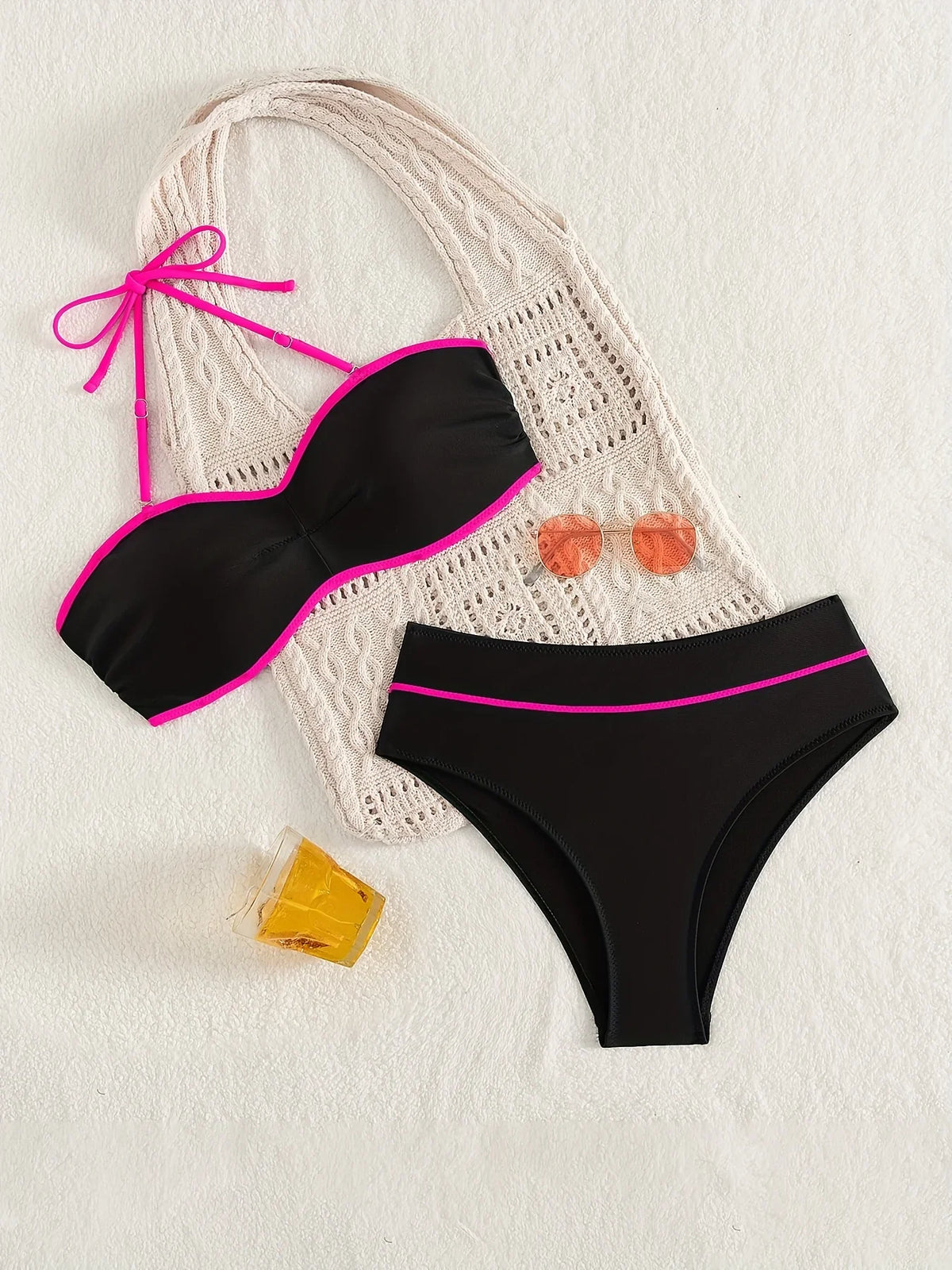 ZTVitality Patchwork Women Swimsuit Sexy Bikini 2025 New Arrival Halter High Waist Padded Bra Swimwear Summer Beachwear Biquini