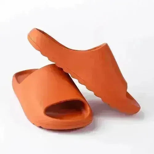 Platform Pillow Slides for Women - Orange Chunky Shower Slippers