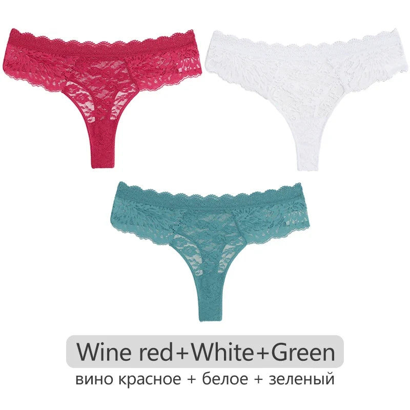 Full Lace Thongs – 3-Piece Lingerie Set for Women
