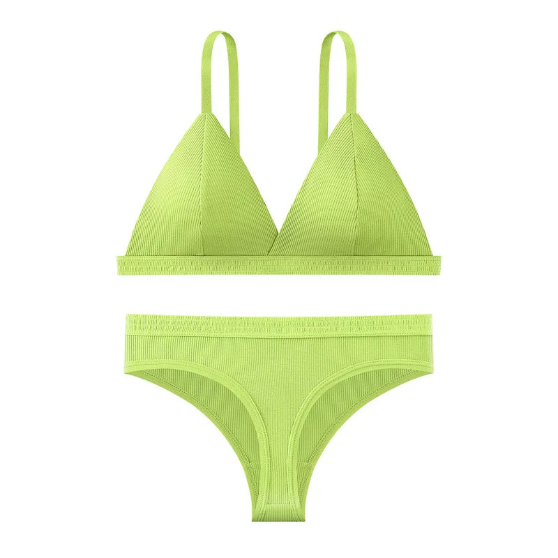 Women Bra and Panties Set Push Up Bralette Non-wire 1/3 Cup Bras Low Rise Thongs Sexy Lingerie Set Women Cotton Underwear