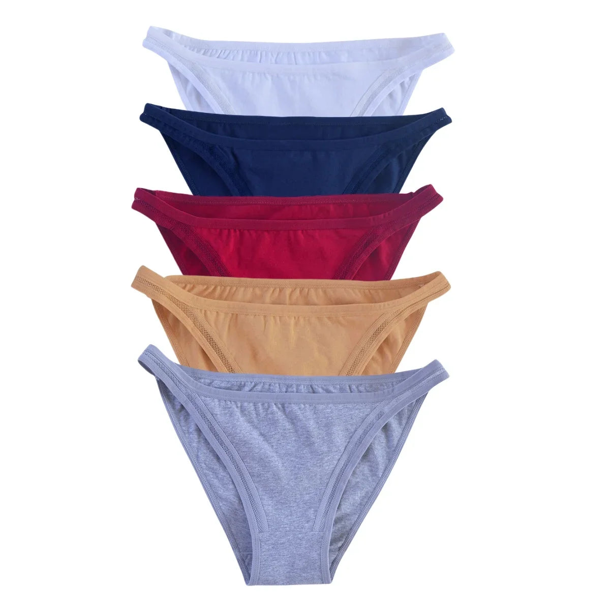 5Pcs/Set Cotton Panties Women Low Rise Briefs Solid Color Underwear Comfort Breathable Underpants M-XL Sexy Lingerie