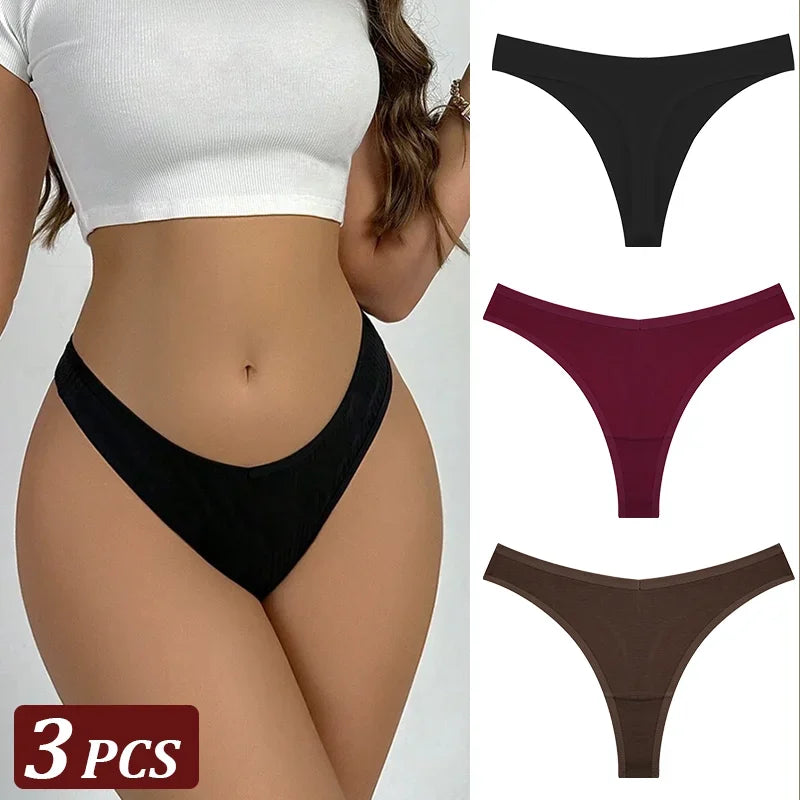 3-Piece Seamless Thong Panty Set – Soft Cotton Women&