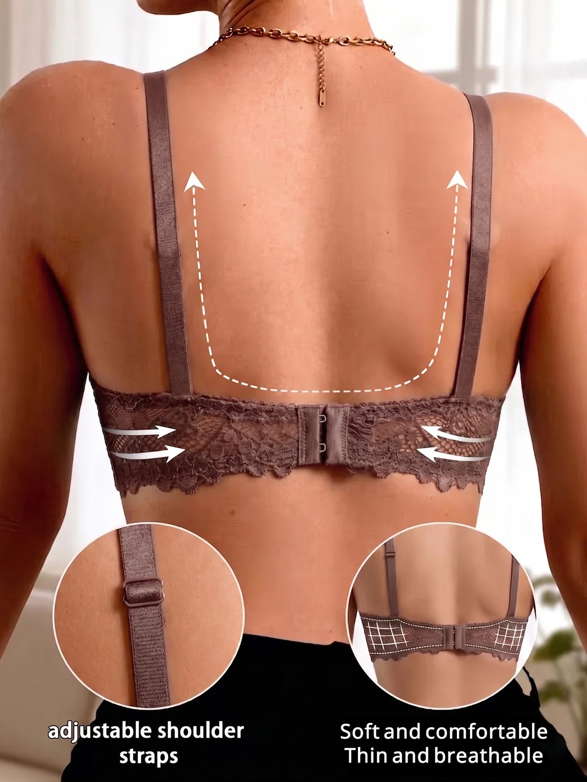 Women Floral Lace Bra Thin Cup Underwire Push Up Brassiere Breathable Mesh Back Lingerie Underwear