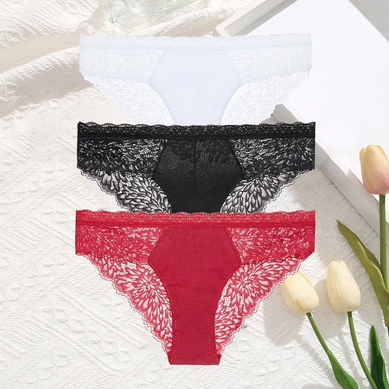 Premium Seamless Lace Briefs for Women – 3-Piece Set