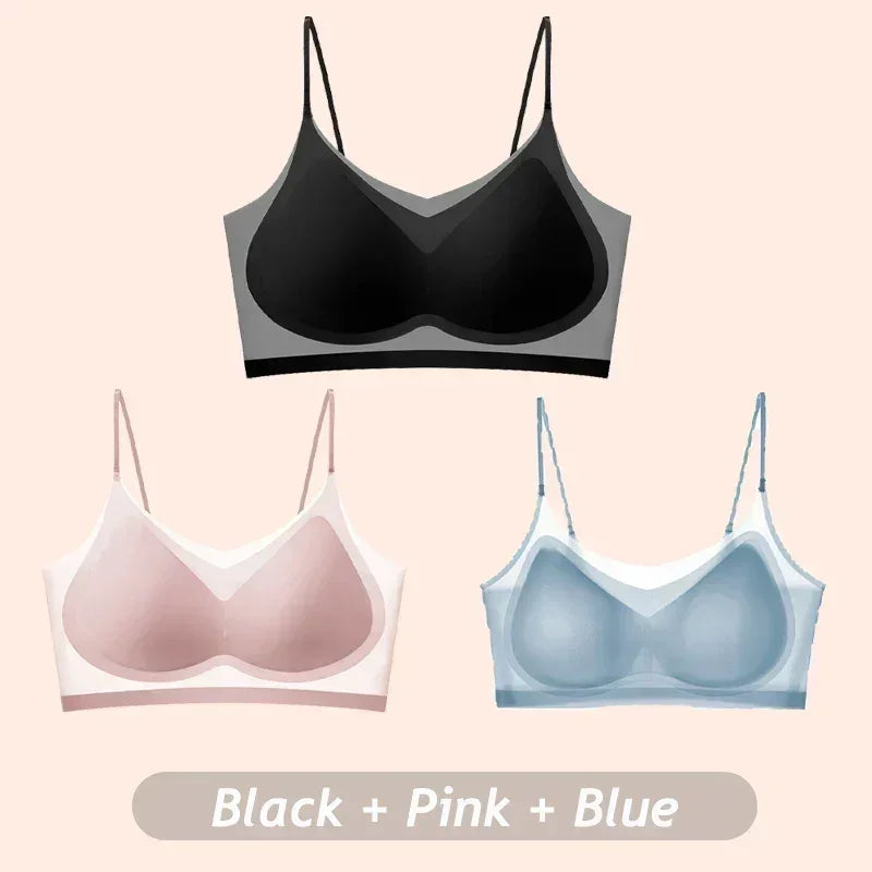 3PCS Ultra-Thin Breathable Ice Silk Top Bras Women&