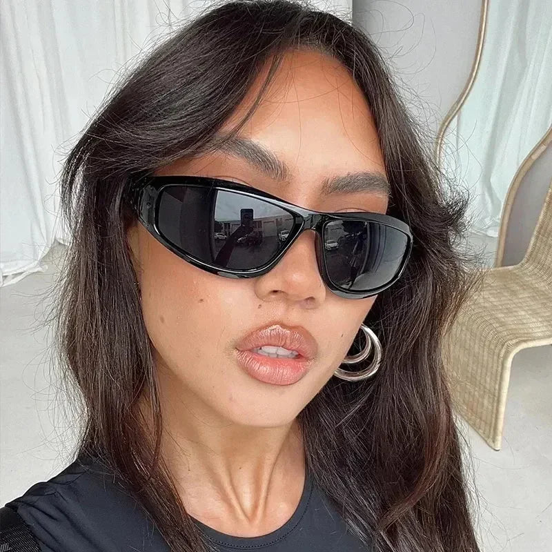 Unique Y2K Designer Luxury Sunglasses Women Rectangle Big Frame Sun Glasses For Men Outdoor UV Protection Classic 2000S Black Sh