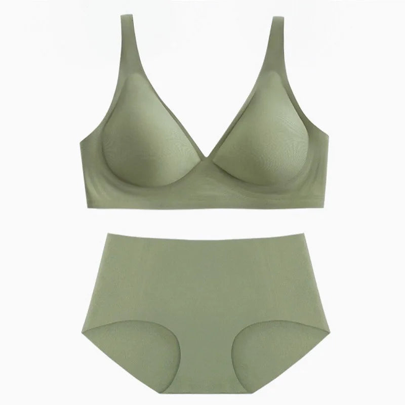 Women Push-Up Bra And Panties Set Non-wire Brassiere Low Waist Briefs Sexy Lingerie Women&