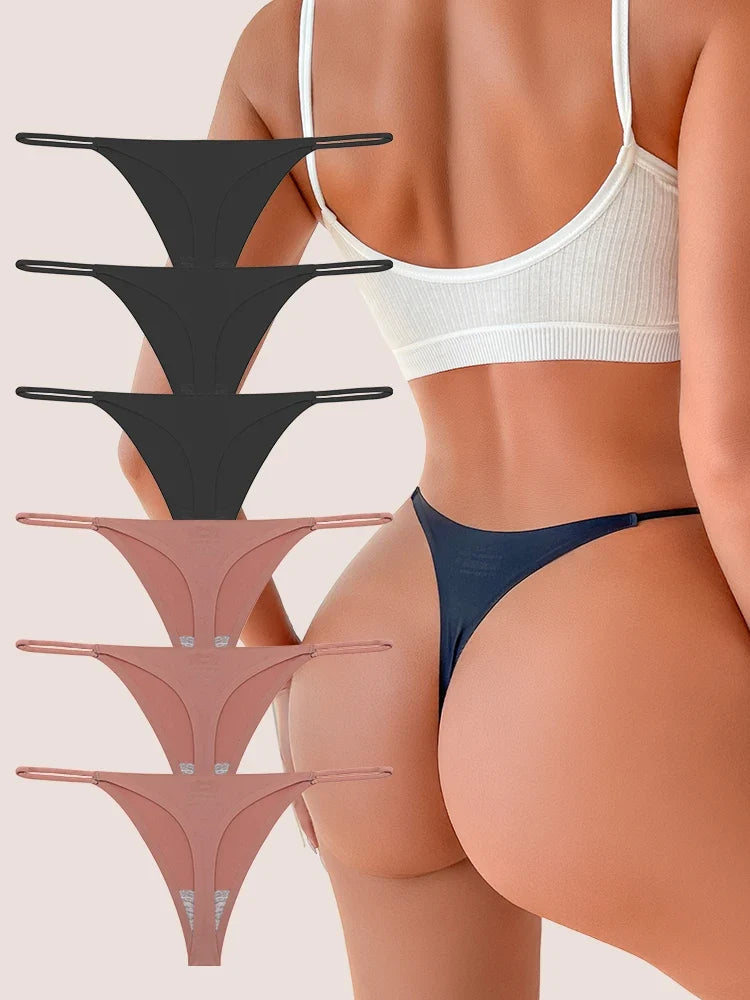 6-Piece Seamless Thong Panties Set for Women