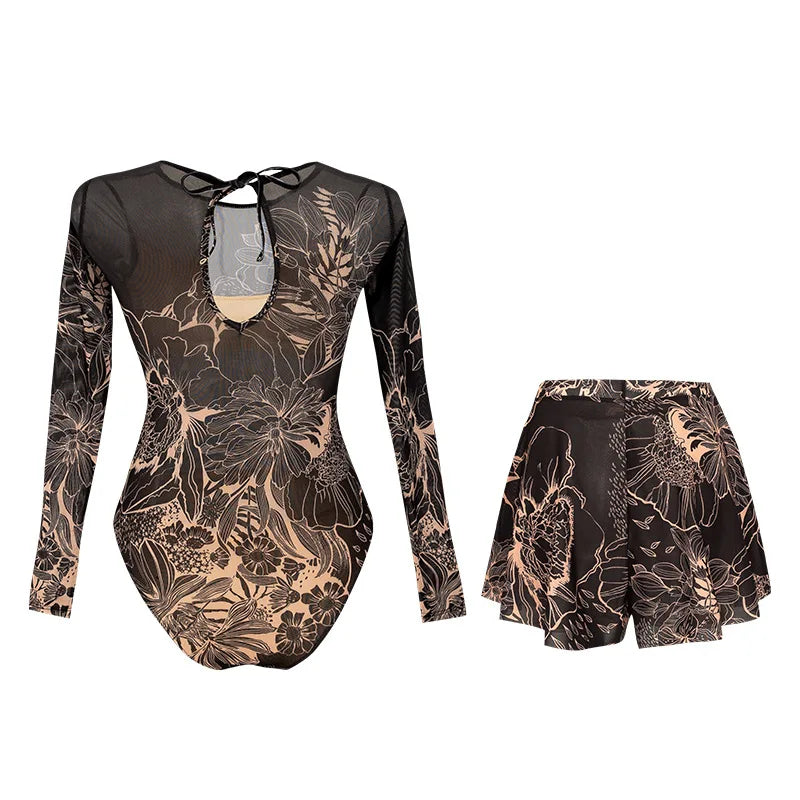 Long Sleeve Swimsuit Women Swimwear 2026 Sexy Bikinis Female Biquini Patchwork Swim Suits Print Surf Bodysuit Beachwear