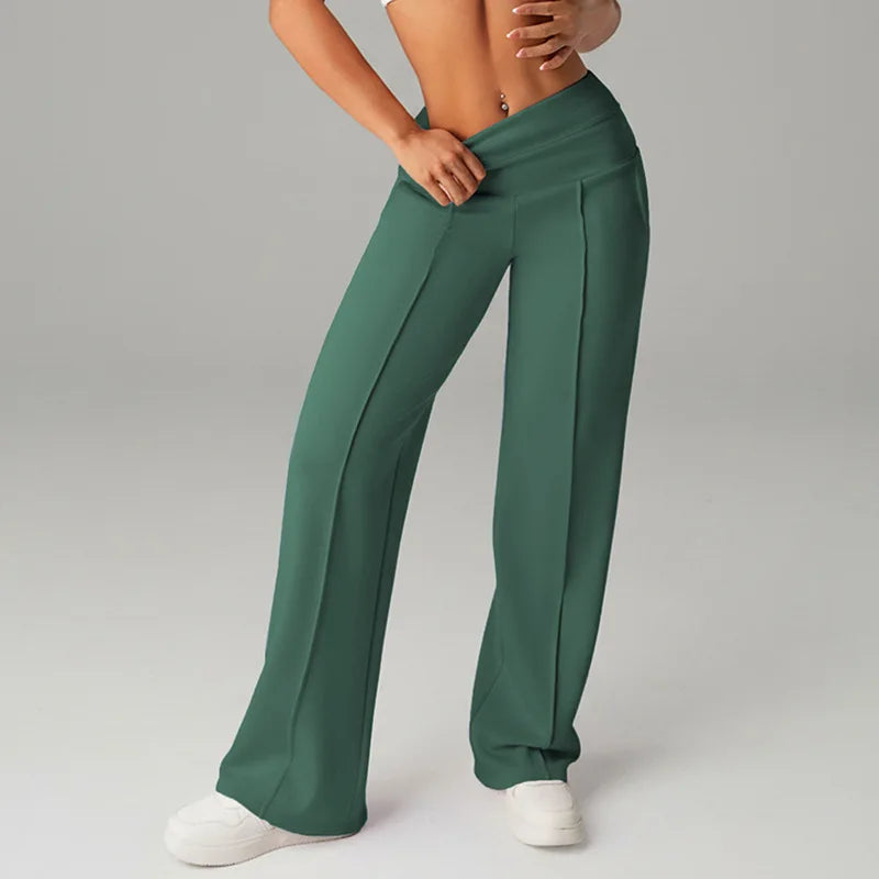 STOUREG High Waisted Yoga Pants for Women, Loose Wide Leg Workout Trousers with Pockets for Running and Outdoor Exercise
