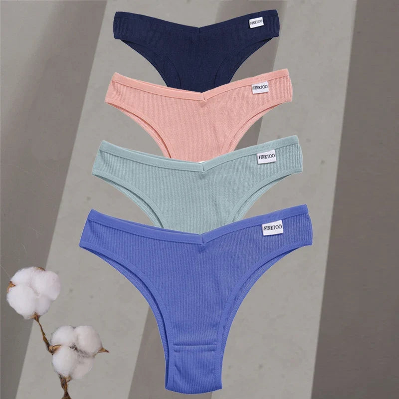 Premium Cotton Brazilian Panties – 4-Piece Set for Women