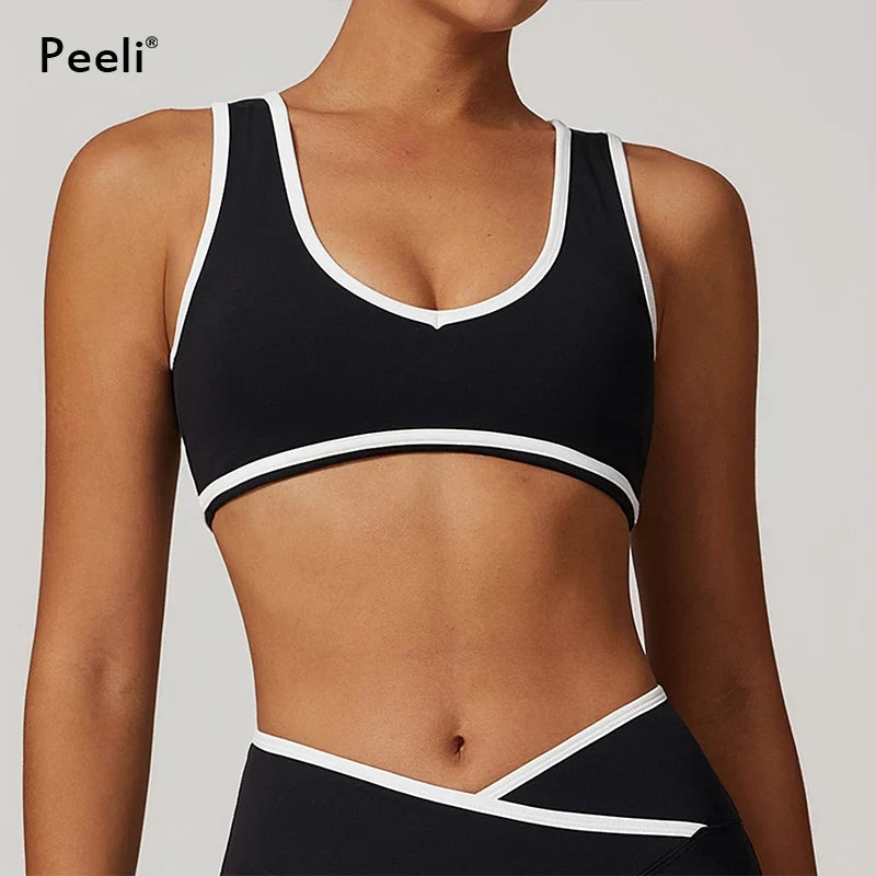Sports Bra Women Clothes Seamless Gym Crop Top High Support Push up Open Back Activewear Fitness Yoga Bra Workout Underwear