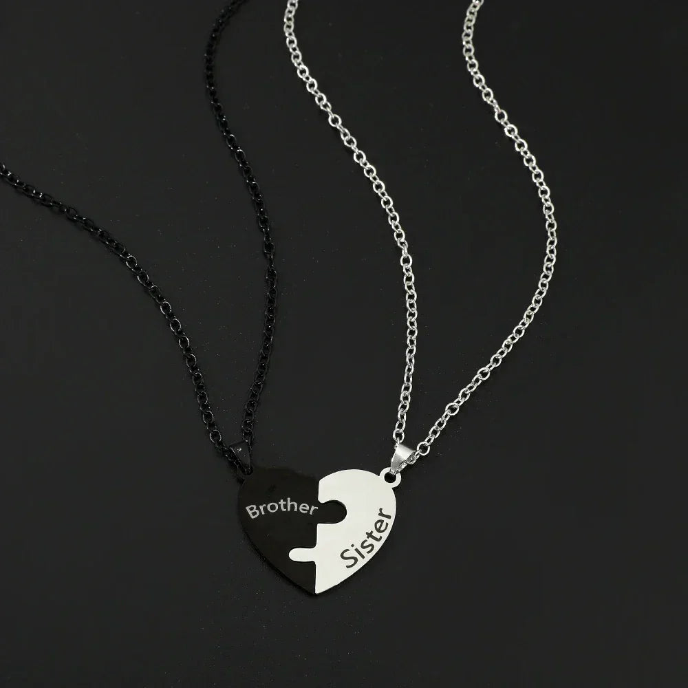 Father Mom Son Daughter Family Necklace Love Heart Puzzle Pendant Necklace Stainless Steel Jewelry for Women Mother&