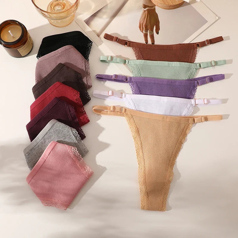 3-Piece Cotton G-String Thong Set for Women