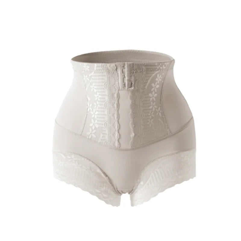 Women High Waist Hook‑and‑Eye Shapewear Shorts Tummy Control Butt Lifter Lace Hem Body Shaper Underwear For Women