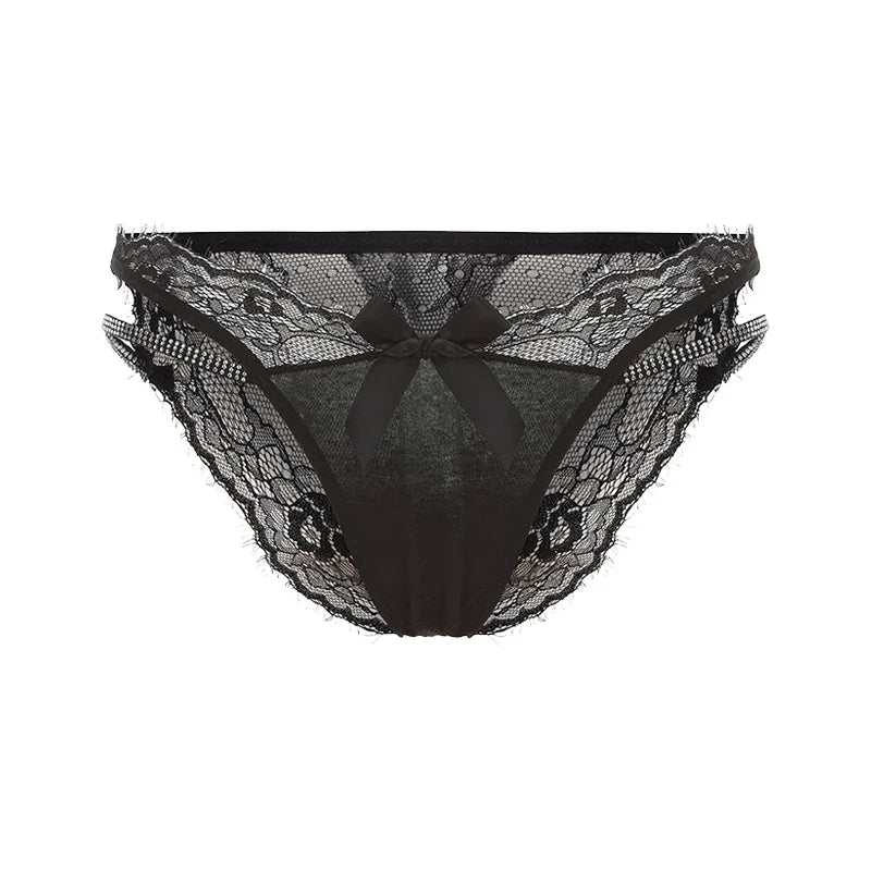 Rhinestones Girls Sexy G String Lace Panties Women Underwear Briefs Hollow Out Thong Transparent Lingerie Intimates