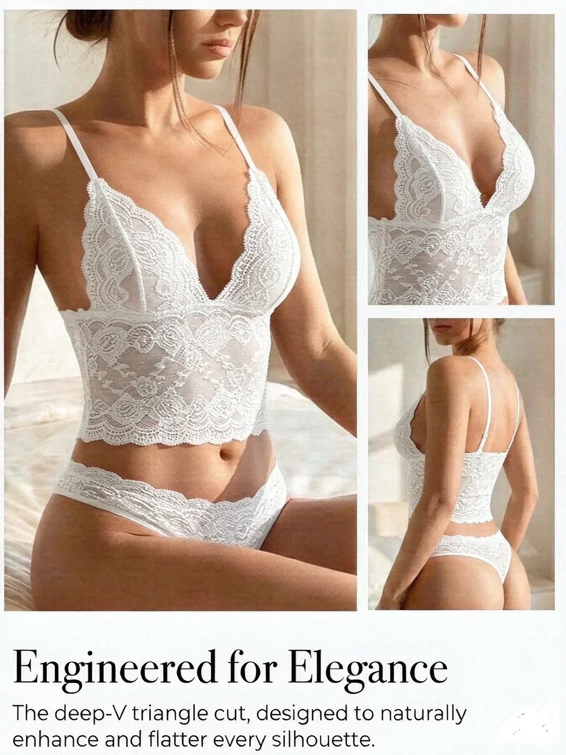 fashion Lace Set wire-free Sexy Lingerie Transparent Bra Underwear Set Women&