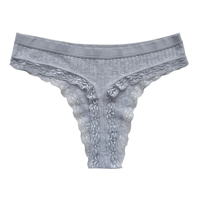 4Pcs/Set Women Cotton Panties Thongs Low Rise G-string Lace Underwear Female Underpants M-XL Sexy Lingerie Panties Intimates