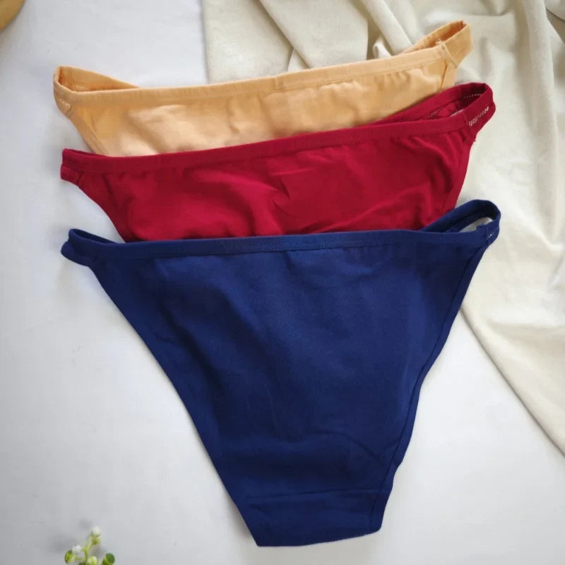 5Pcs/Set Cotton Panties Women Low Rise Briefs Solid Color Underwear Comfort Breathable Underpants M-XL Sexy Lingerie