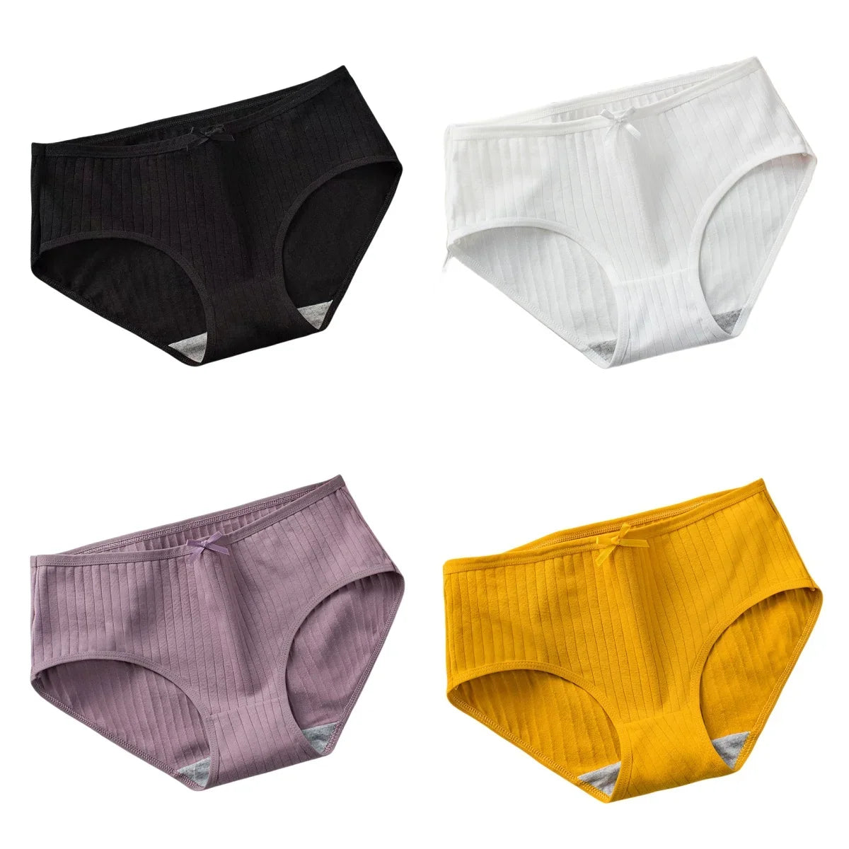 4Pcs/Set Women Cotton Panties Low Waist Briefs Breathable Comfort Underwear Sexy Lingerie Solid Color Underpants Intimates M-XL