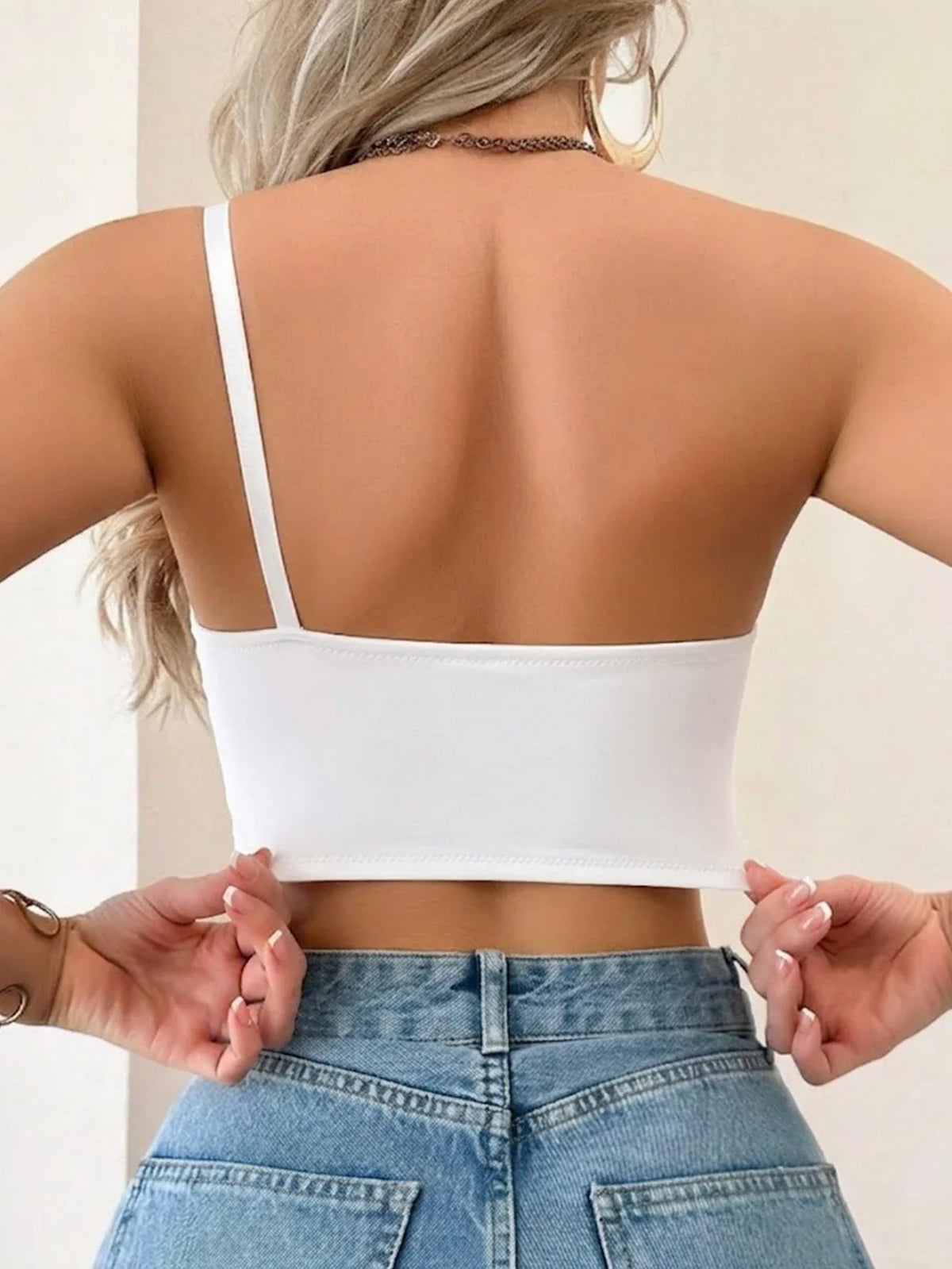 Women One Shoulder Bandeau Bra Seamless Front Closure Push Up Strapless Tube Top Invisible Anti Slip Underwear