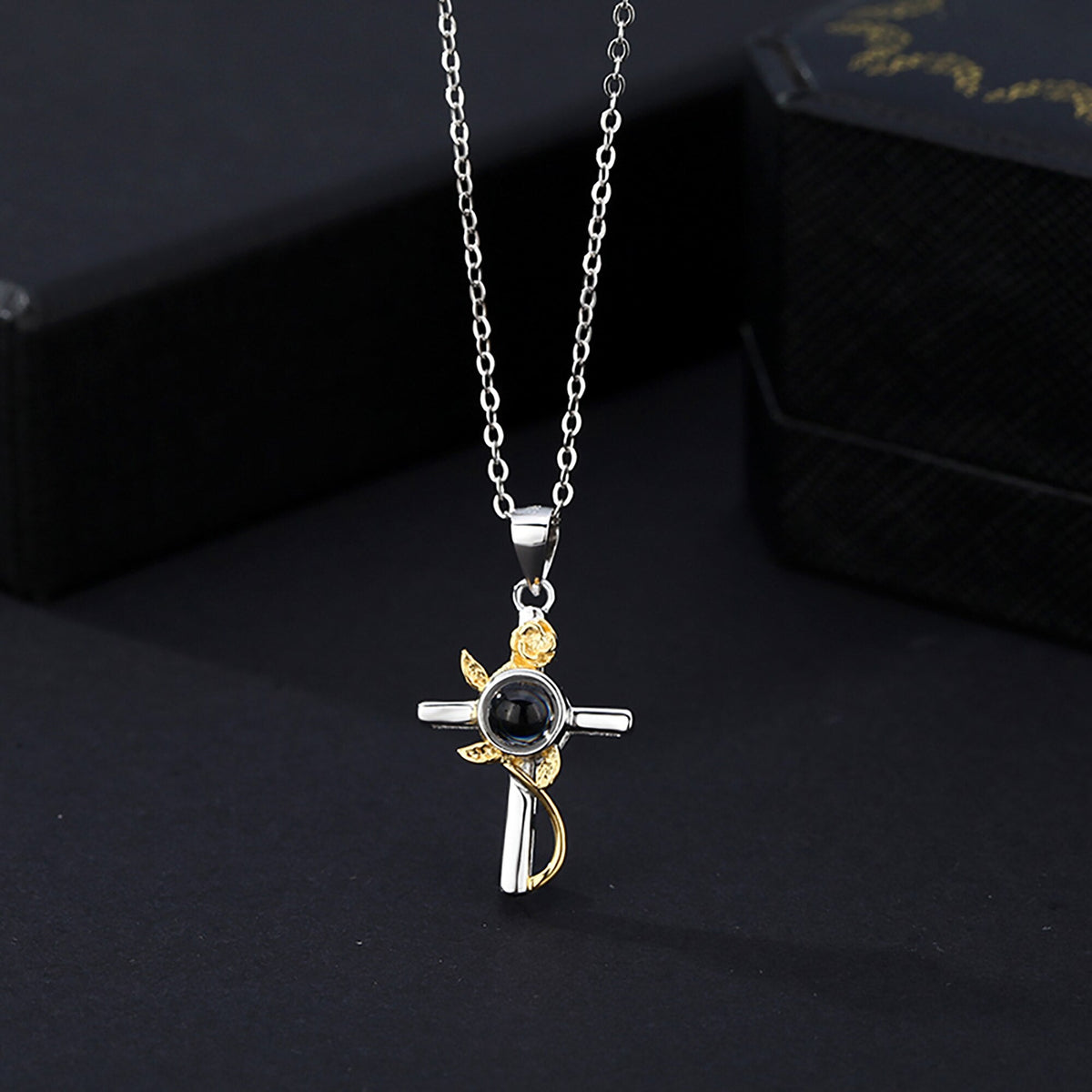 Customizable Photo Cross Projection Necklace Pendant Jewelry