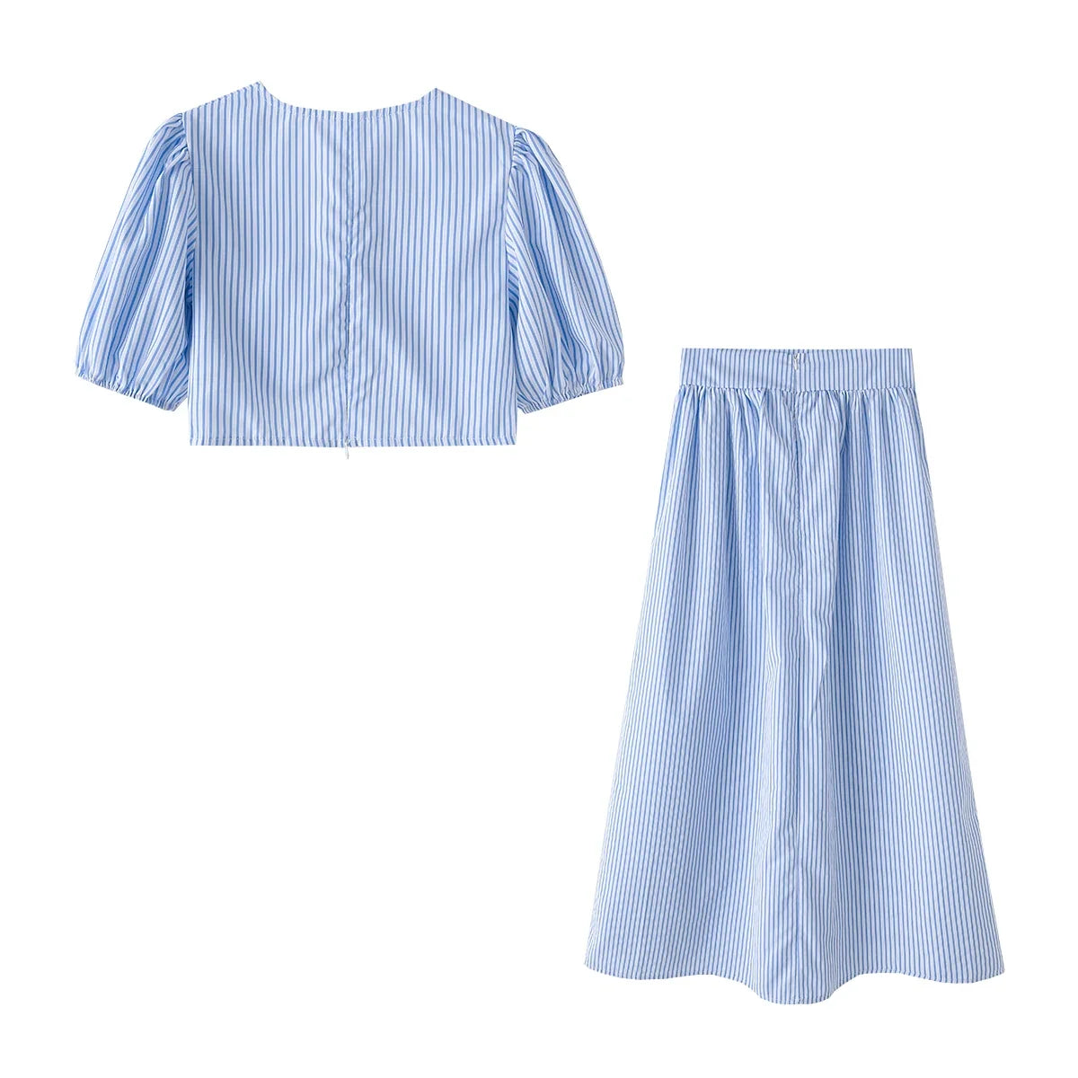 Foridol Striped Women Summer New in Matching Sets Top+skirt Two Piece Set Outfits 2025 Light Blue Beach Casual Elegant Suit