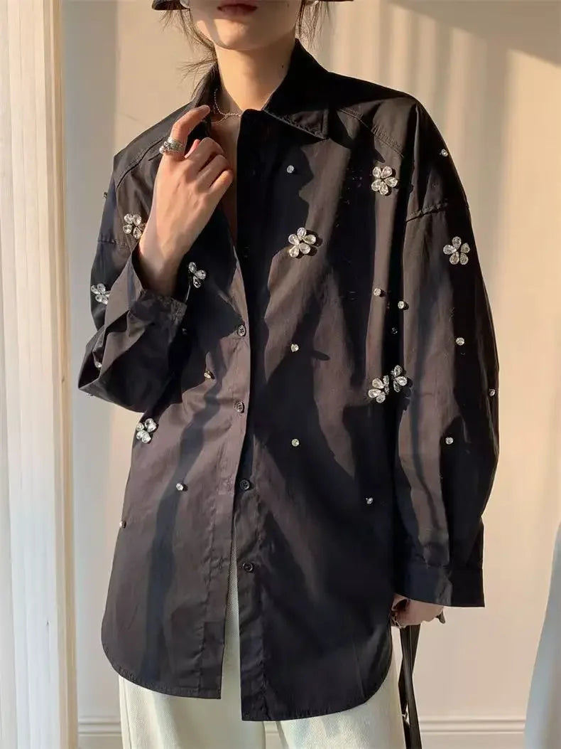 New Spring Loose Casual Cotton Buttons Up Shirts For Women Long Sleeve Top Korean Popular Oversized Blouse Clothes
