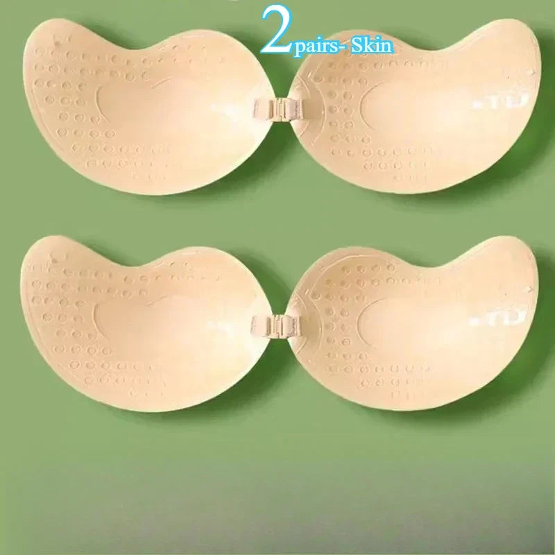 Invisible Push Up Bra for Women Backless Strapless Bra Seamless Front Closure Bralette Underwear Silicone Self-Adhesive Bra Pad