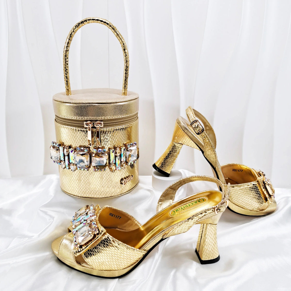 doershow new come Matching Women Shoe and Bag Set Decorated colorful Nigerian Shoes and Bag Set Italy Shoes and Bag set HF1-1