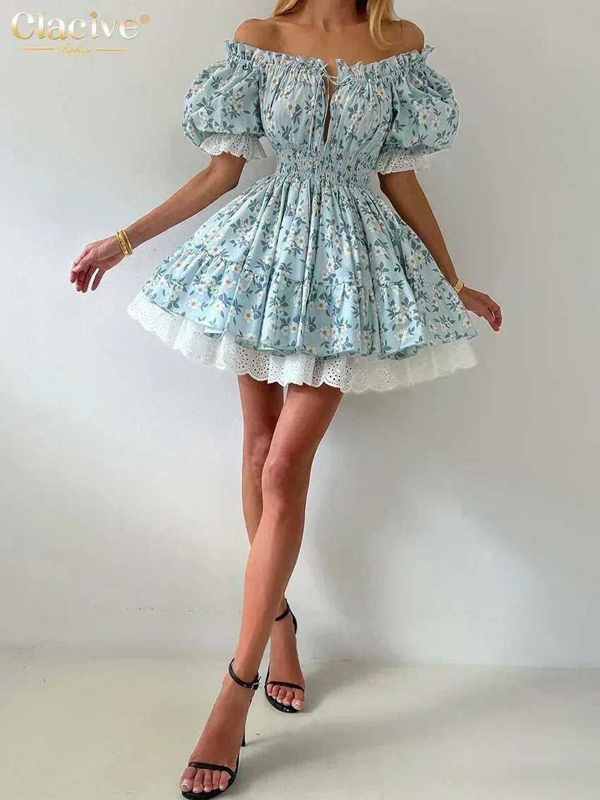 Clacive Summer Slim Print Women&