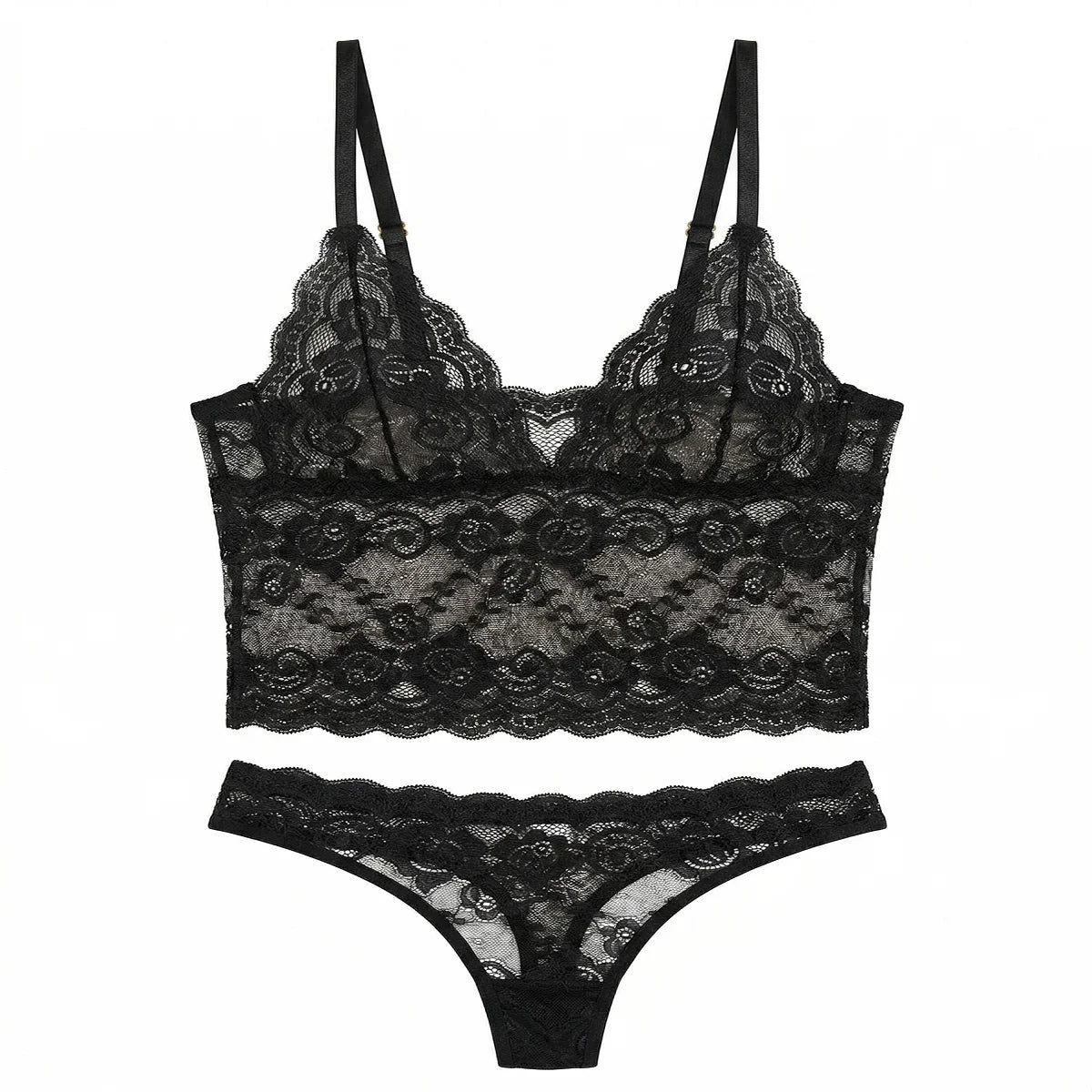 fashion Lace Set wire-free Sexy Lingerie Transparent Bra Underwear Set Women&