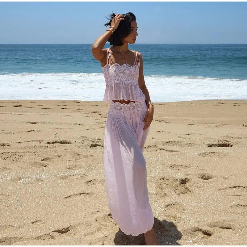 Beach Floral Lace Hollow Out Women&