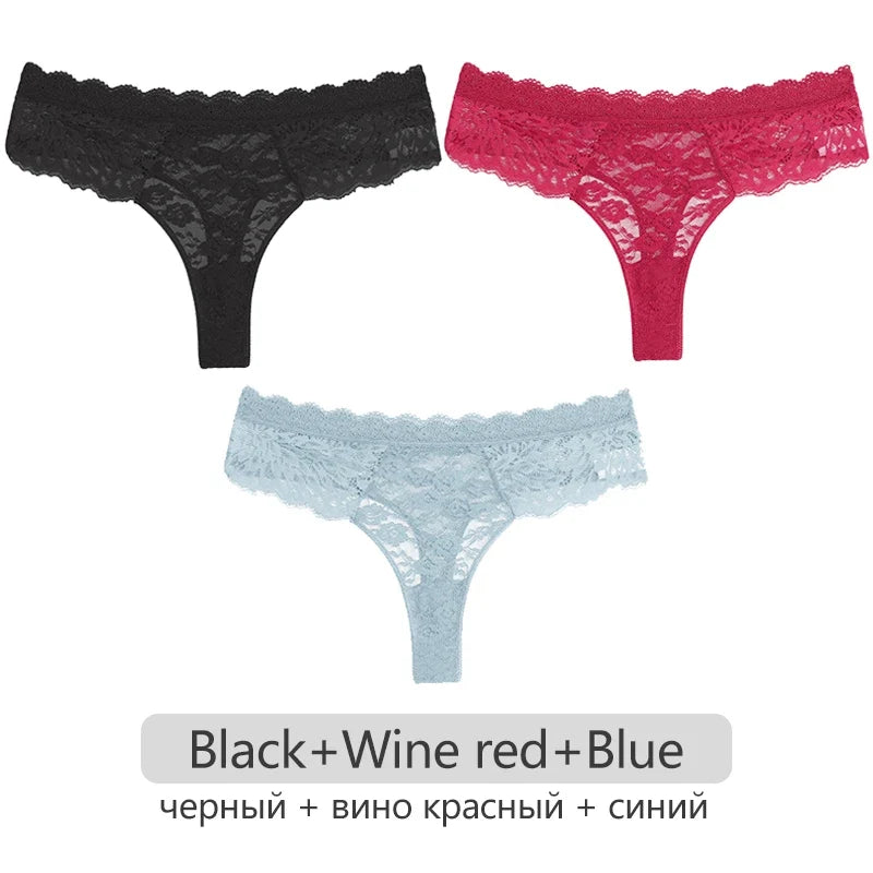 Full Lace Thongs – 3-Piece Lingerie Set for Women