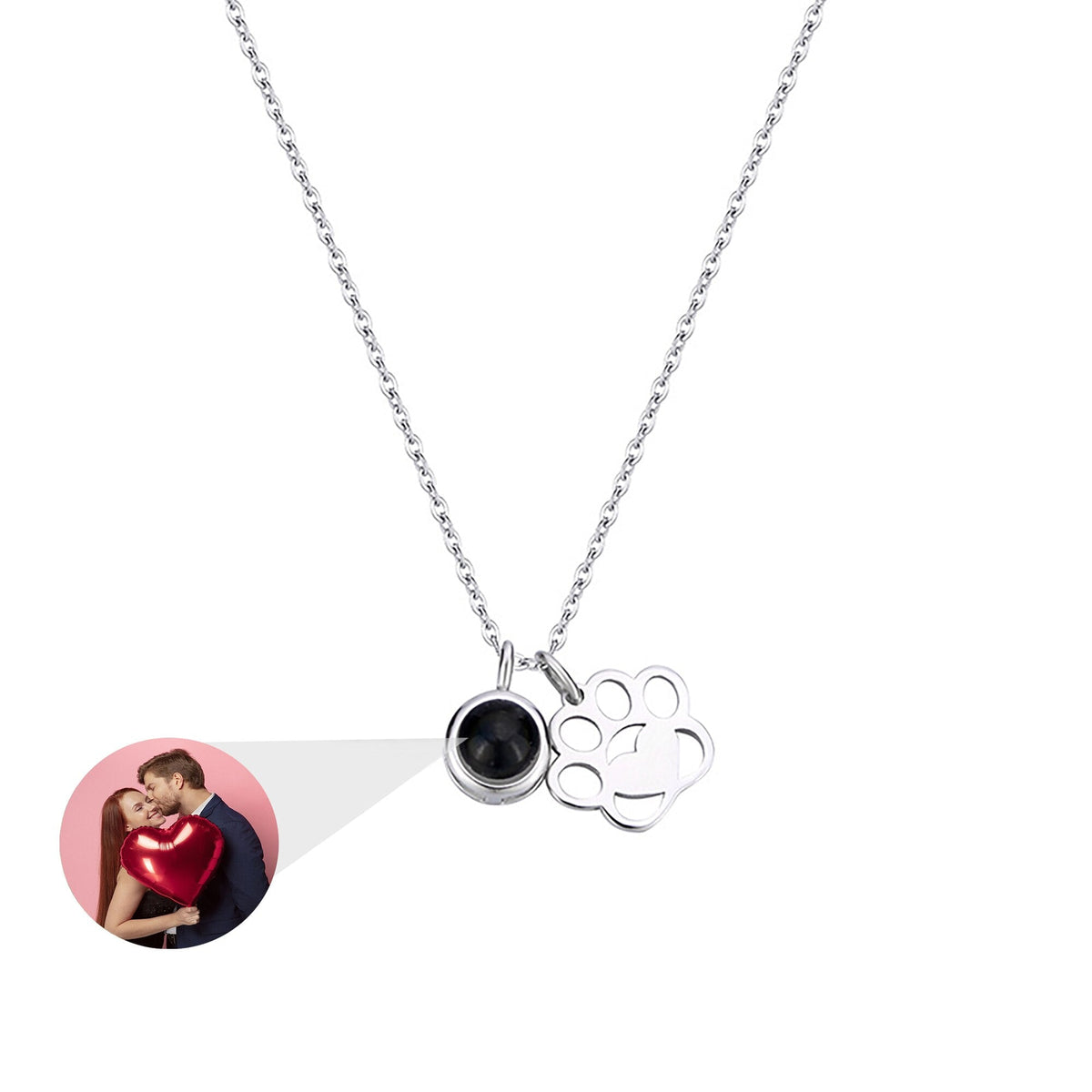 Customized Photo Dog Paws Projection Necklace Pendant Jewelry For Lover Girlfriend
