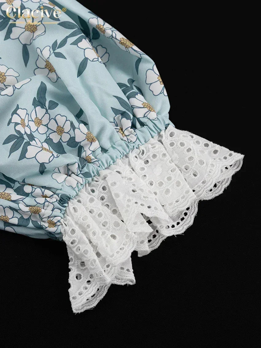 Clacive Summer Slim Print Women&