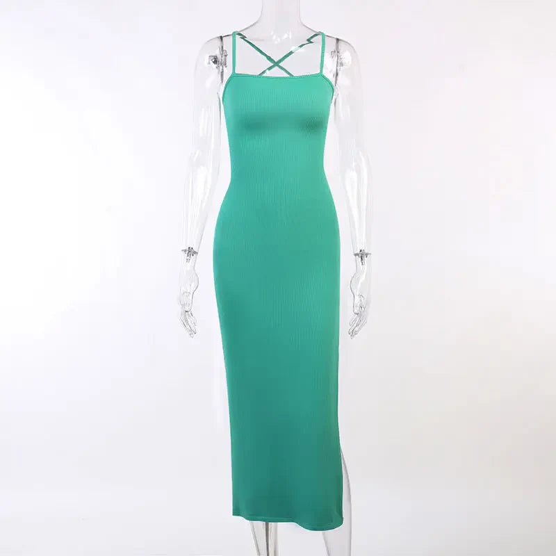 Backless Bandage Bodycon Halter Neck Split Party Dresses