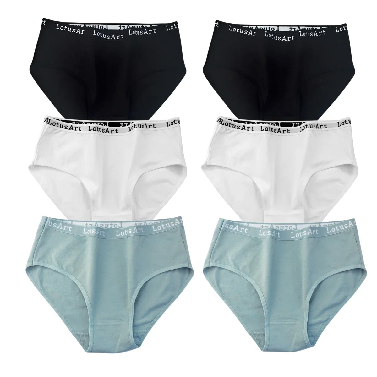 6Pcs/Set Women High Waist Cotton Briefs Letter Print Wide Waistband Panties Solid Color Full Coverage Hip Lifting Lingerie M-2XL