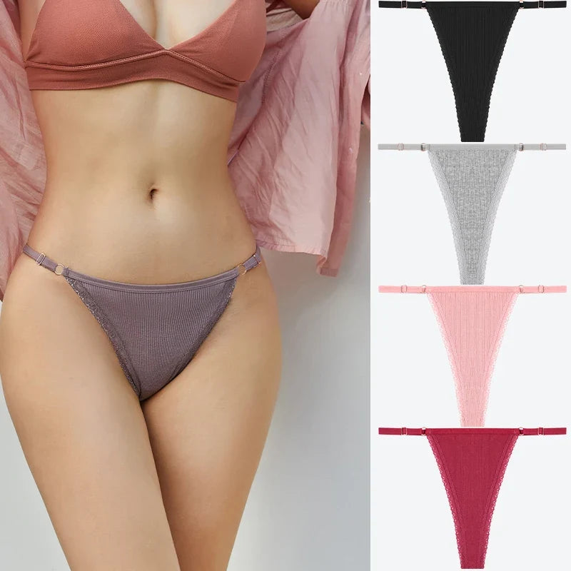 Comfortable Cotton Lace G-String Panties for Women