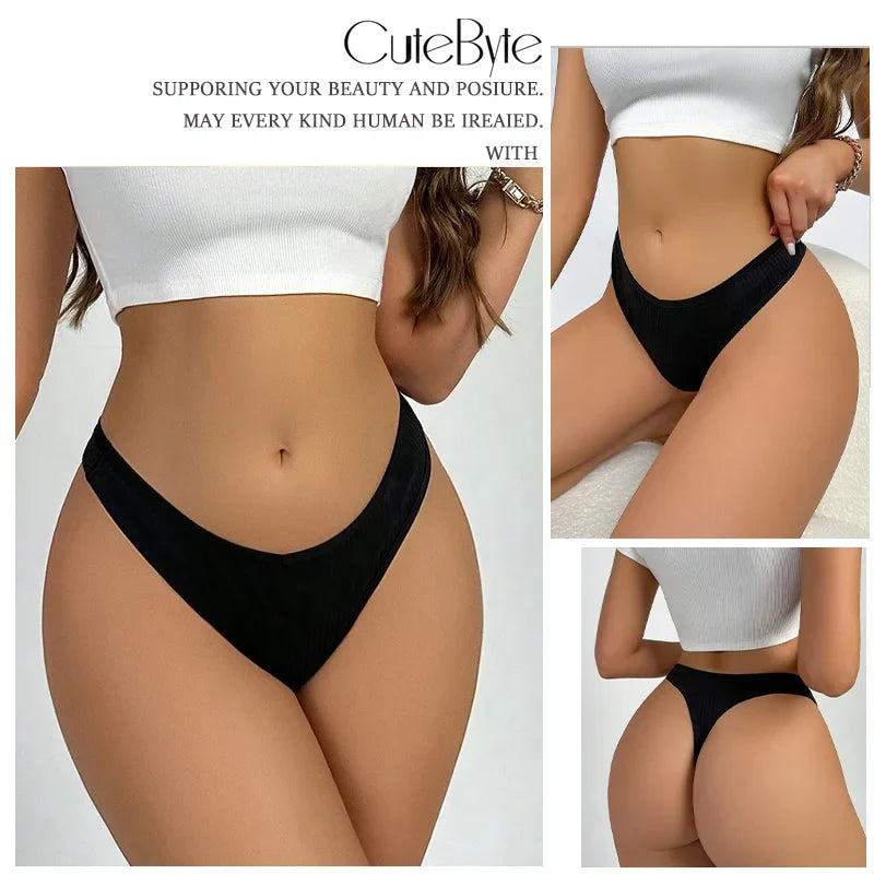 3-Piece Seamless Thong Panty Set – Soft Cotton Women&