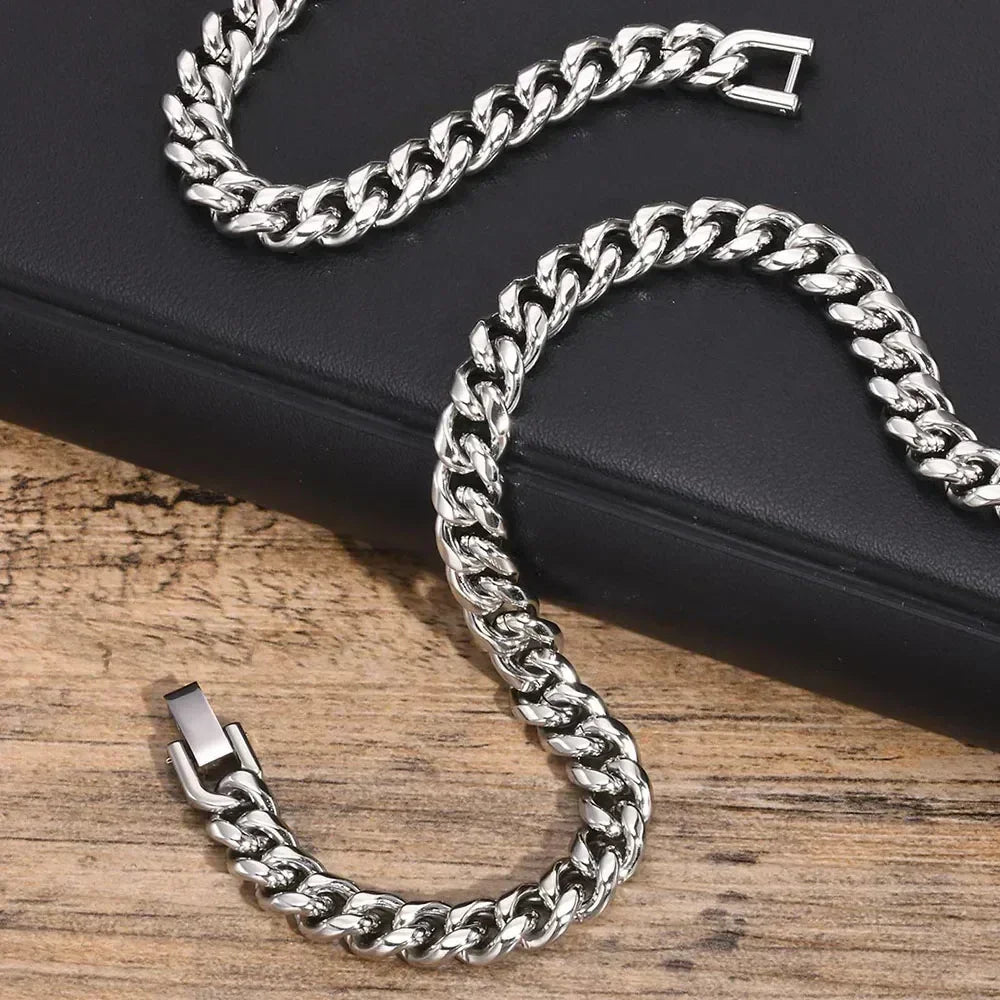 VNOX Cuban Chain Necklace - Stainless Steel 5/6/8mm - Unisex Waterproo